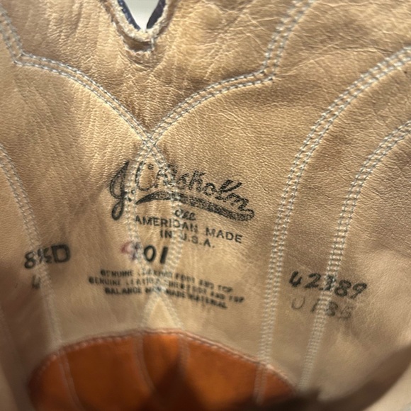 J Chisholm Western Cowboy Boots Tan Marbled USA Made - Size 8.5 D Men’s - Picture 8 of 11